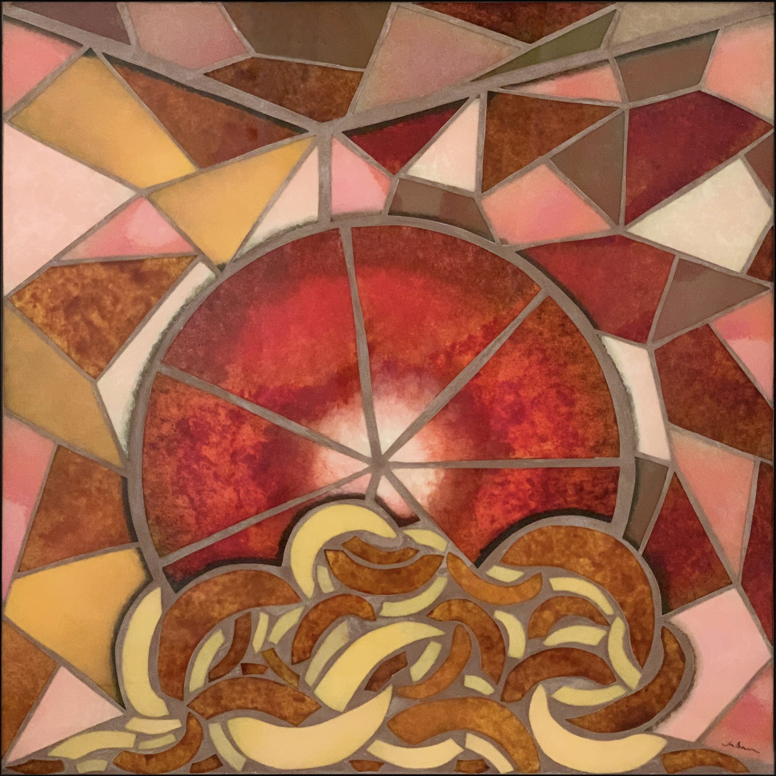 Ju Barros – Complexo – 80cm x 80cm – mosaico com pintura em vidro – 2021