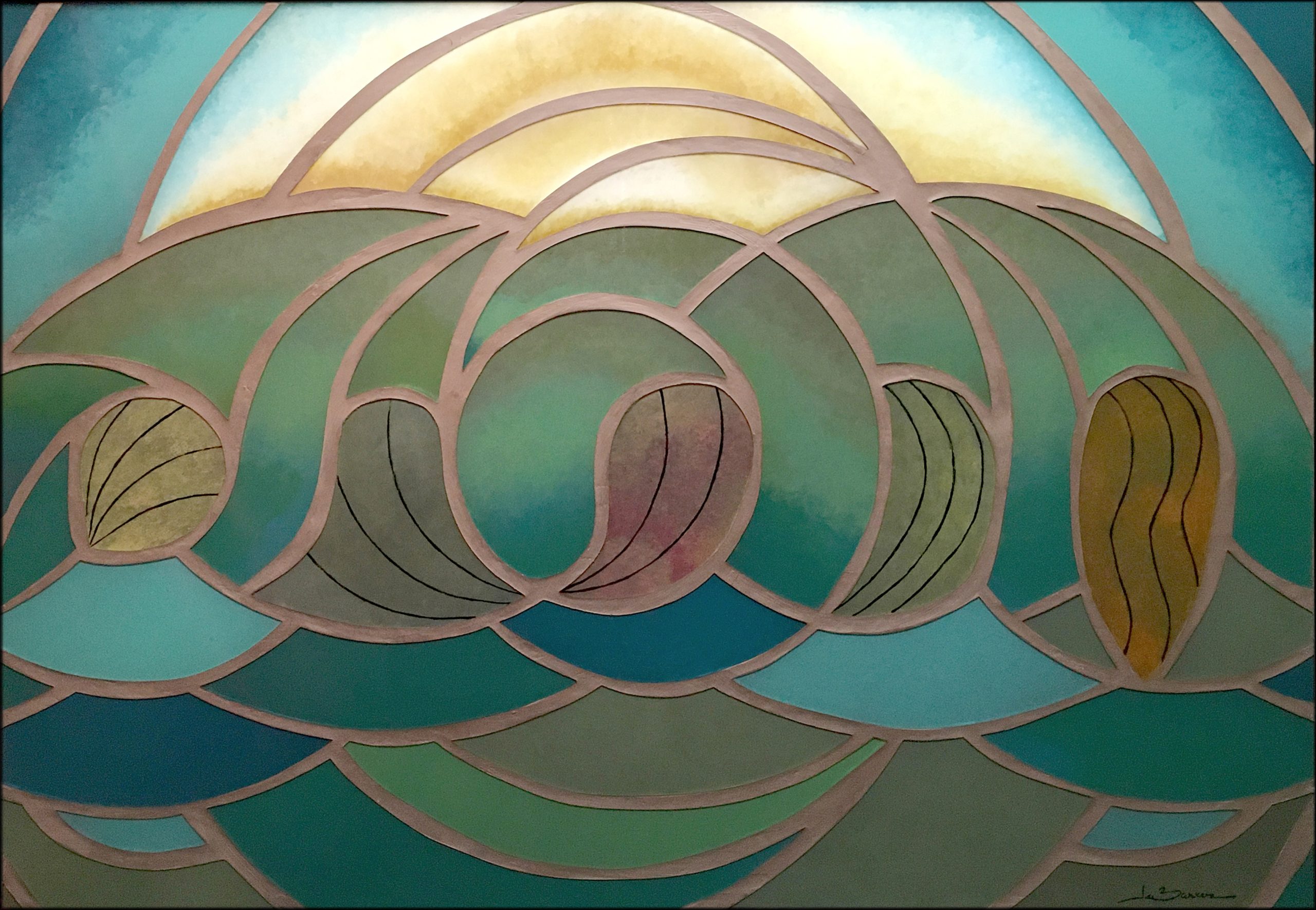 Ju Barros – Laços – 70cm x 100cm – mosaico com pintura em vidro – 2020