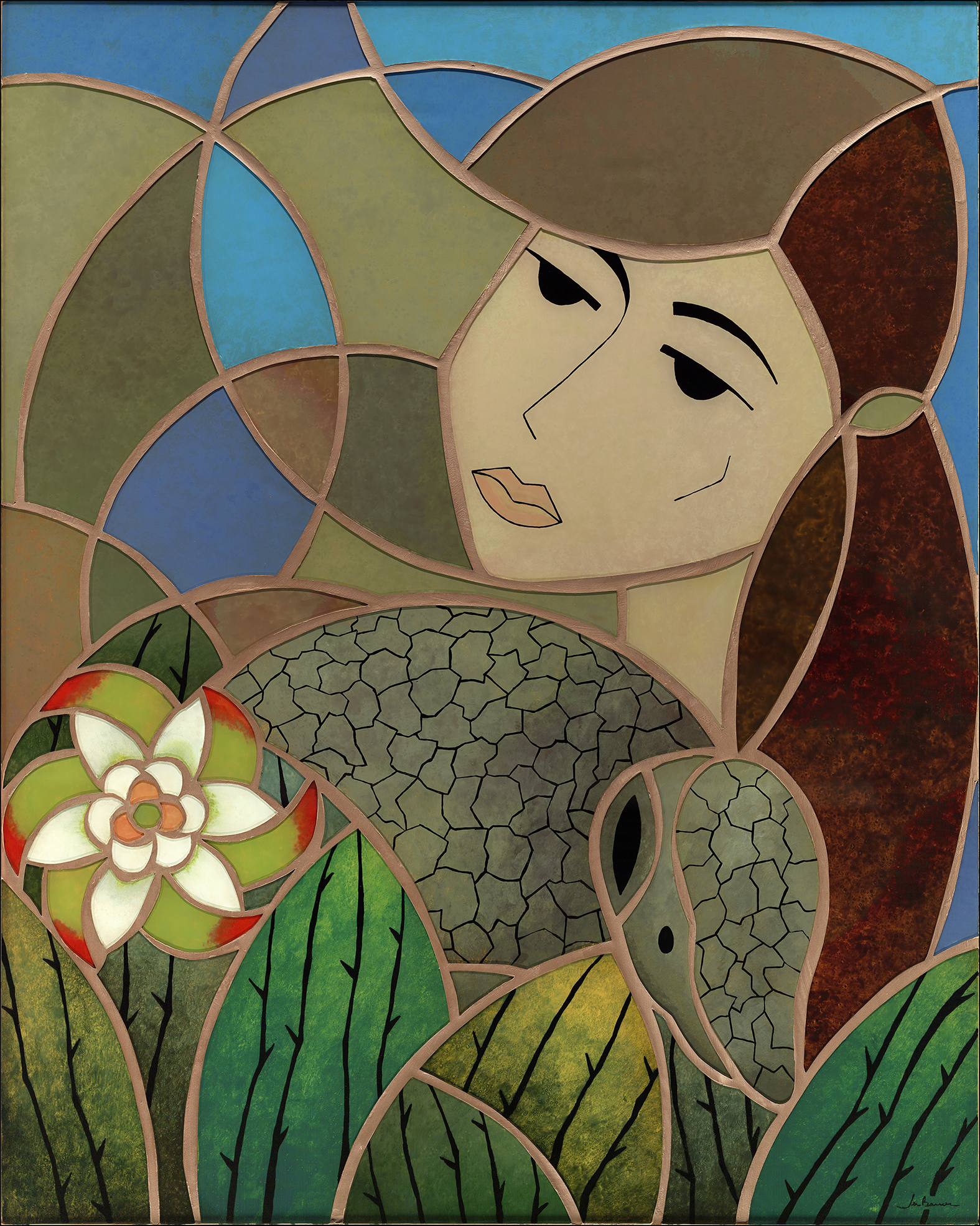 Ju Barros – Mata Branca – 100cm x 80cm – mosaico com pintura em vidro – 2022